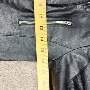 Halogen Moto Jacket Women XS Petite Black Faux Leather Biker Edgy Quilted Sleeve thumbnail 7