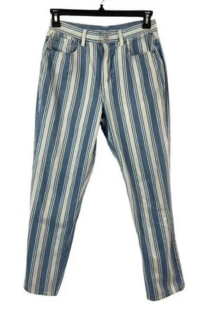 American Eagle Women's Light Blue & White Jeans thumbnail 1