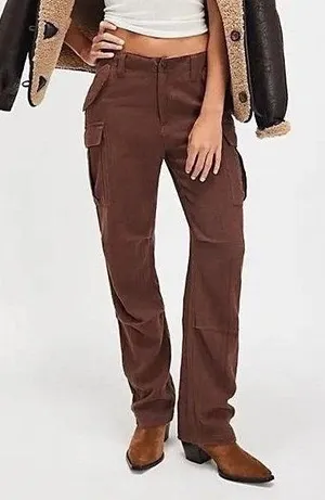 Free People‎ We The Free Last Catch Check Trousers Brown Slouchy Pants XS 2 thumbnail 1