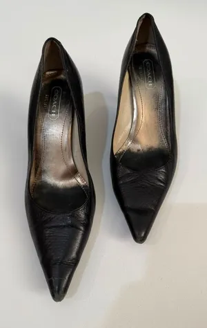Coach Black Leather Pointed-Toe Kitten Heels thumbnail 1