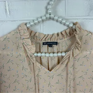 Adrianna Papell Lightweight Sheer Floral Short Sleeve Blouse Top Size XL thumbnail 7
