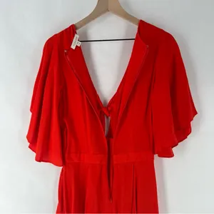 Yumi Kim Over The Edge Dress Vibrant Red Tie Front‎ Cutout Mini Size XS thumbnail 12