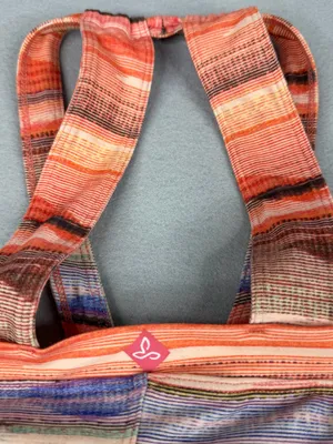 prAna Cantine Dress M Peach Bonita Stripe Halter Shelf Bra Stretch Athleisure thumbnail 4
