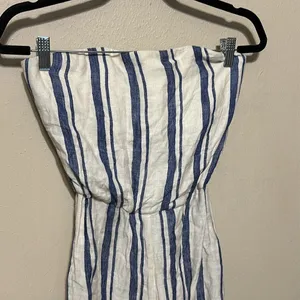 Alice + Olivia‎ Lucie Strapless Wide-Leg Linen Jumpsuit Size 2 thumbnail 4