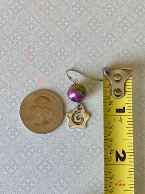 Handmade funky grunge y2k Czech glass beads & swirl star earrings 🌙🌀 thumbnail 7
