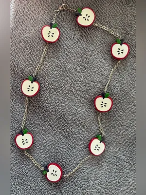 Teacher Apple Necklace and Canvas Zip Top Pouch Bag Carry All thumbnail 5