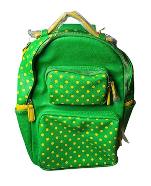 Score‎ The Official Game Day Bag Green Yellow Polka Dot Backpack NWT thumbnail 1
