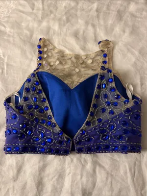Kids Embellished Royal Blue Jewel Crop Dress Top thumbnail 2