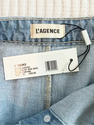 L’AGENCE The Kris Button Front Mini Skirt in Fontana Light Blue Size 25 NWT thumbnail 6