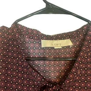 Ann Taylor LOFT Black & Brown Paisley V-Neck Long Sleeve Blouse Women Sz M thumbnail 7