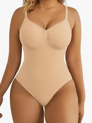 SHAPERX Tummy Control Shapewear Thong Bodysuit Seamless size small-medium thumbnail 1