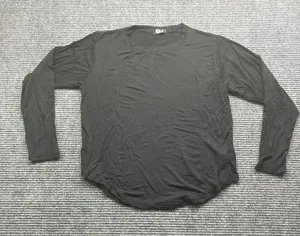 Womens Black Long Sleeve Round Neck Curved‎ Hem Viscose Blend Top Athleisure XXL thumbnail 1