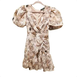 MISSGUIDED Mini Dress Size 0 Pink NWT Floral Coquette Flirty Puff Sleeve Frill thumbnail 14
