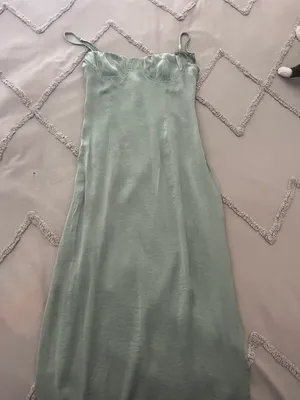 Princess Polly silk sage green midi dress thumbnail 1