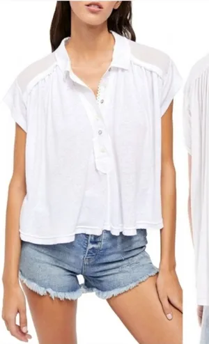 Free people Low Down Henley Top white sz M‎ thumbnail 1