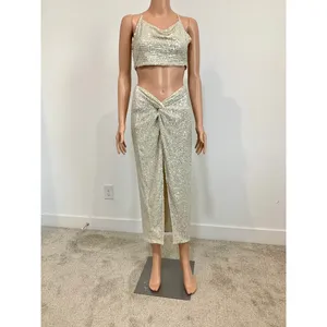 Forever 21 medium crop top sequin outfit knot front skirt set SK2 3392 thumbnail 10