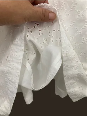 Hope & Henry 100% Organic Cotton Eyelet Lantern Sleeve V-Back Mini Dress 10 thumbnail 10