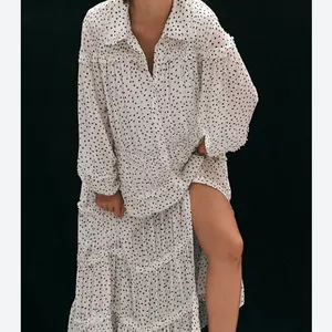 Anthropologie Long-Sleeve Smocked Tiered Polka Dot Maxi Dress Size Small New thumbnail 2