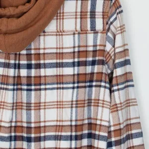 American Eagle Womens Plaid Boyfriend Style Flannel Shirt Size‎ S Brown Hoodie thumbnail 7
