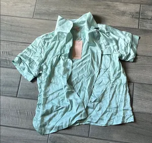 Eberjey Blue Button Down Shirt Relaxed Lightweight thumbnail 1