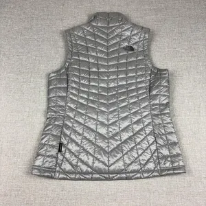 The North Face ThermoBall Puffer Vest Womens Medium Gray Quilted Zip Insulated thumbnail 11