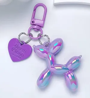 Boutique NEW Iridescent Purple Balloon Dog Keychain Purse Charm Y2K‎ thumbnail 1