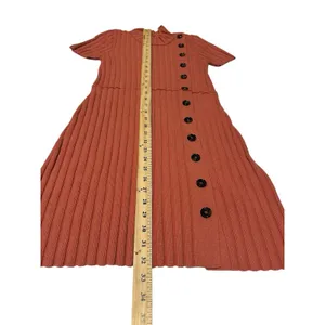 FREE PEOPLE Lottie Coral‎ Ribbed Small Button Front Mock Neck Sweater Dress M7-3 thumbnail 4