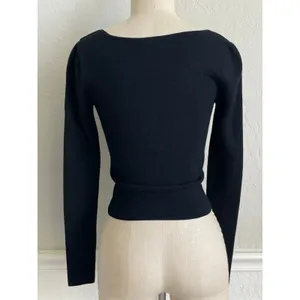 Abercrombie & Fitch Black Knit Bustier Top XS Long Sleeve Sweetheart Neck Y2K thumbnail 6