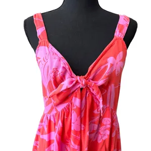 Goa Beachwear by japna Orange pink floral island vacation resort wear maxi dress thumbnail 2