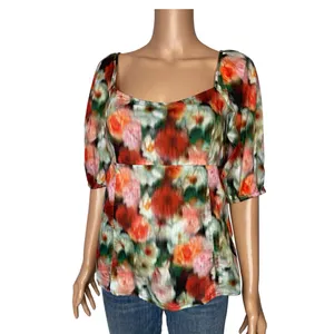 J CREW Squareneck Top size 8 Liberty Hazy Days Floral Tie Back Puff Sleeves thumbnail 2