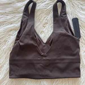 Nike Skims Matte V-Neck Longline Bra Dark Sepia Size XS thumbnail 6