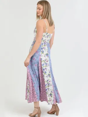 Angie pink and purple floral patchwork dress thumbnail 2