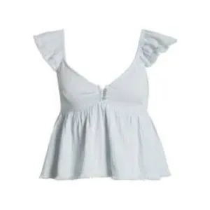 BP Nordstrom Blue Illusion Gauze Babydoll Flutter Sleeve Empire Top XL thumbnail 2