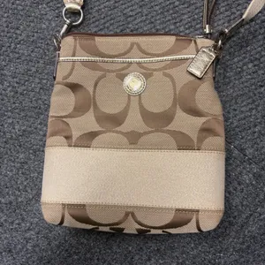 Coach Signature File Bag Khaki Gold Jacquard Canvas Crossbody Handbag F17435 thumbnail 2