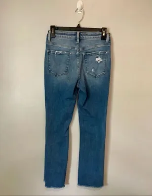 Vervet high rise straight leg distressed jeans Raw hem size 25 #1100 thumbnail 4