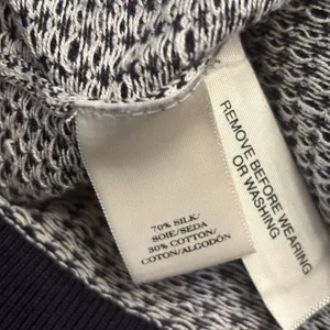 Ann Taylor Navy & White Silk Cotton Textured Sweater – Size Small thumbnail 7