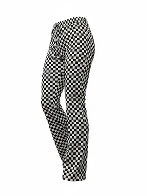 Checkerboard High-Rise Wide Leg Pants - Black & White thumbnail 2