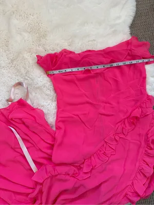 House of CB Ruffle Strapless Maxi Dress M - Hot Pink thumbnail 4