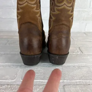 Justin Boots Cowboy Boots Bay Apache Womens Girls 5 Brown‎ Leather Western Embroidered thumbnail 5