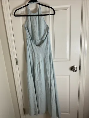 NWT Zara Light Blue Halter Open Back woman’s midi Dress Small thumbnail 9