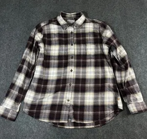 Carhartt Brown Plaid Button Down Flannel Shirt Womens Large Outdoor workwear thumbnail 1