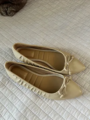 Kelly & Katie nude light tan leather pointed toe bow ballet flats 8 thumbnail 2