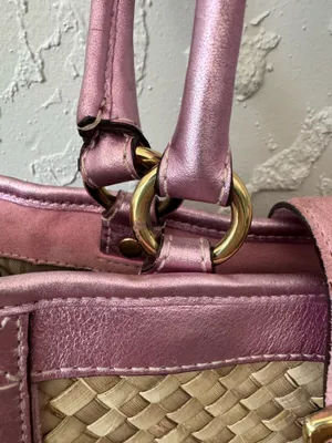Coach Vintage 2004 Pink Straw Tote Bag - Style 4419 thumbnail 9
