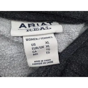 Ariat Real Elevated Hoodie Women’s Sz XL Fleece Leather Trim Henley Sweatshirt thumbnail 14