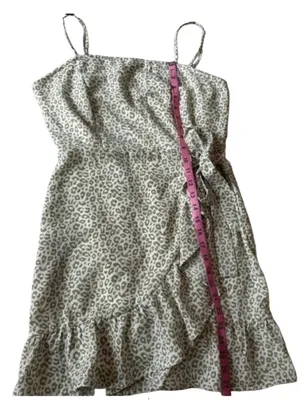 Altar'd State Sage Green Leopard Print Wrap Mini Dress thumbnail 6