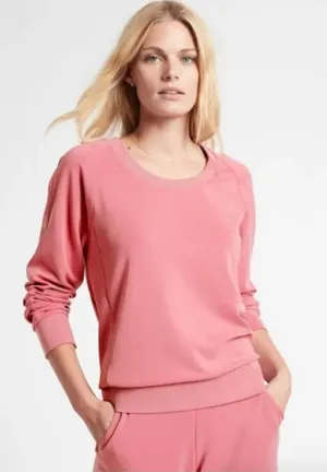 Athleta Size XXS Seasoft Scoop-Neck Sweatshirt Antique Rose Pink thumbnail 1