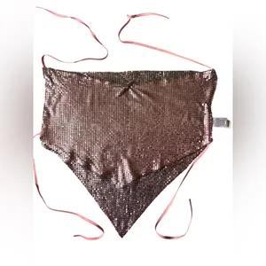 BACKLESS HALTER TOP MADE OF METAL MESH - Pink thumbnail 2