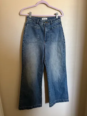 ROLLAS‎ Sailor Jean Sz 28 Pisces Blue Wide Leg High Rise thumbnail 4