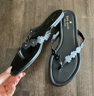 Kate Spade New York leather sandals size 8 black studded‎ thumbnail 1