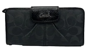 COACH Black Signature Canvas Ashley Wallet thumbnail 1